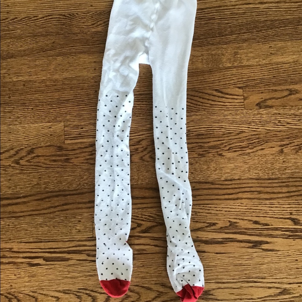 White tights with black polka dots